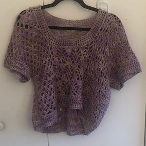 Anthropologie Purple Knit Crochet Sweater